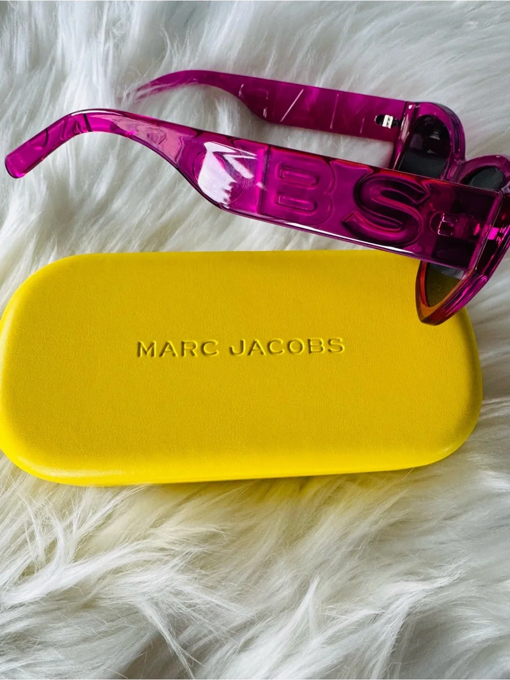 Marc Jacobs Hot Pink Sunglasses with Yellow Case